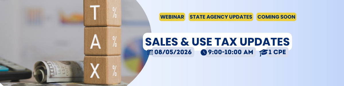 Sales & Use Tax Updates (08.05.26) Image